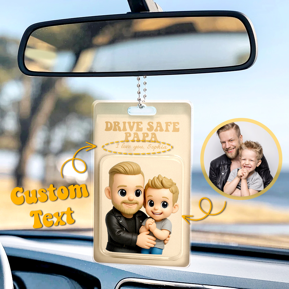 Personalized Father's Day Gift For Dad Custom Photo Action Figure Car Ornament Hanging Gift For Grandpa New Dad Gift Dad Gifts from Kids - makephotopuzzleuk