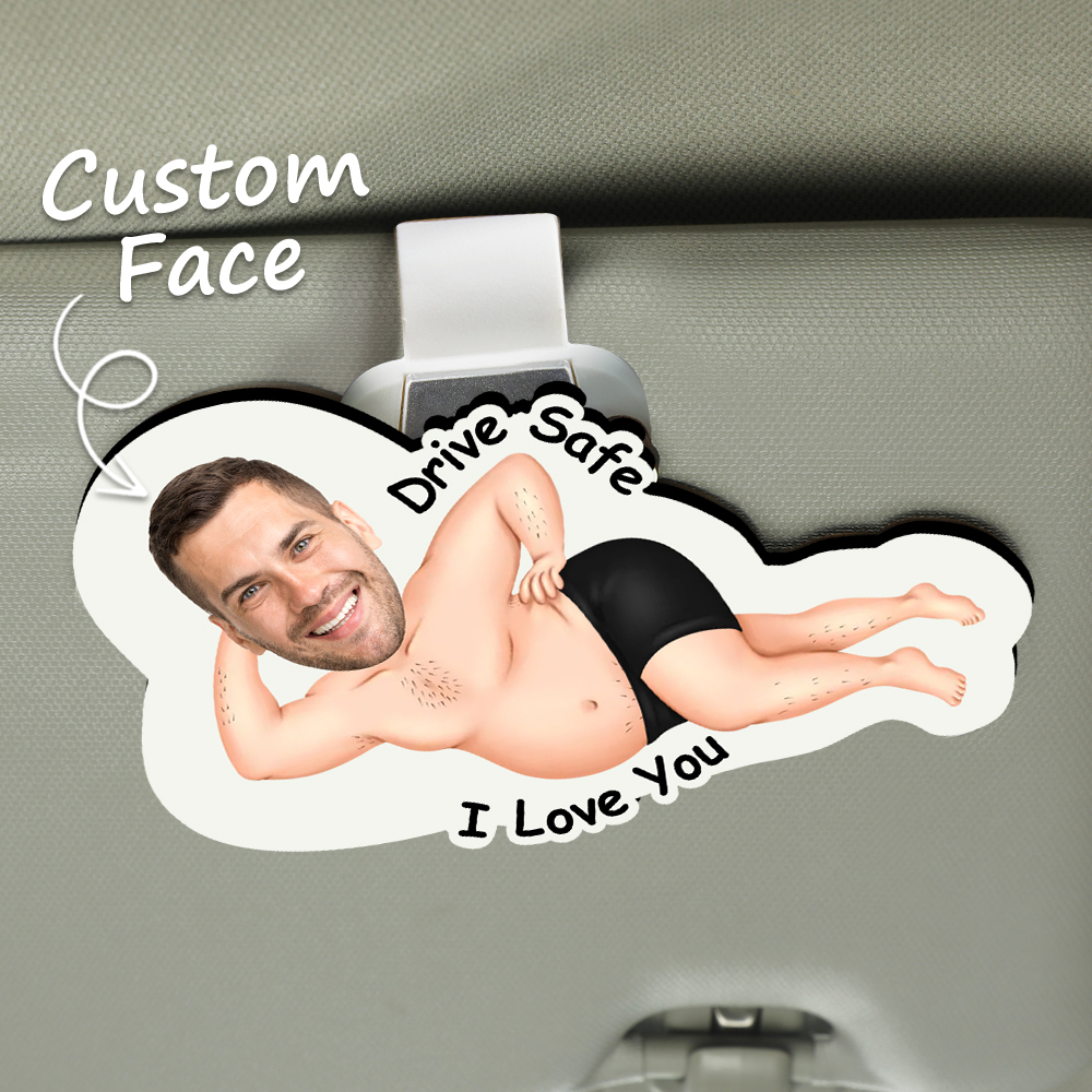 Personalized Photo Wooden Car Visor Clip Drive Safe I F*Cking Love You - Funny Valentines Day Gifts For Husband, Wife - makephotopuzzleuk