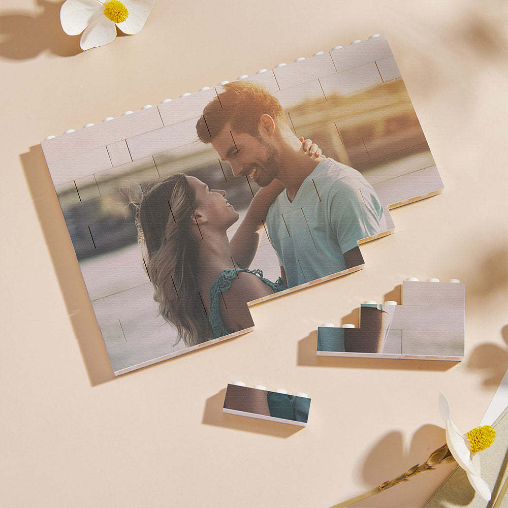 Personalised Horizontal Building Brick Custom Photo Block Valentine's Day Gifts