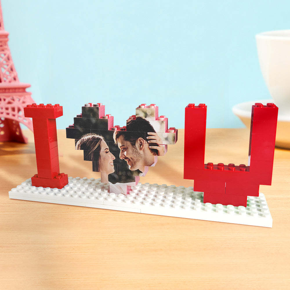 Custom Building Brick Photo Block Personalised I Love You Brick Puzzles Gifts for Lovers - makephotopuzzleuk