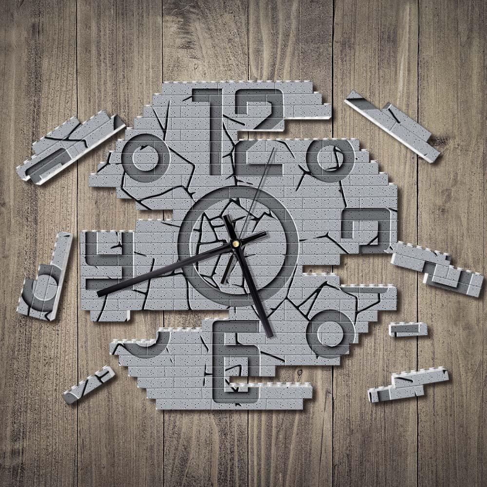 Artistic Building Block Wall Clock Fun Puzzle Decoration - makephotopuzzleuk