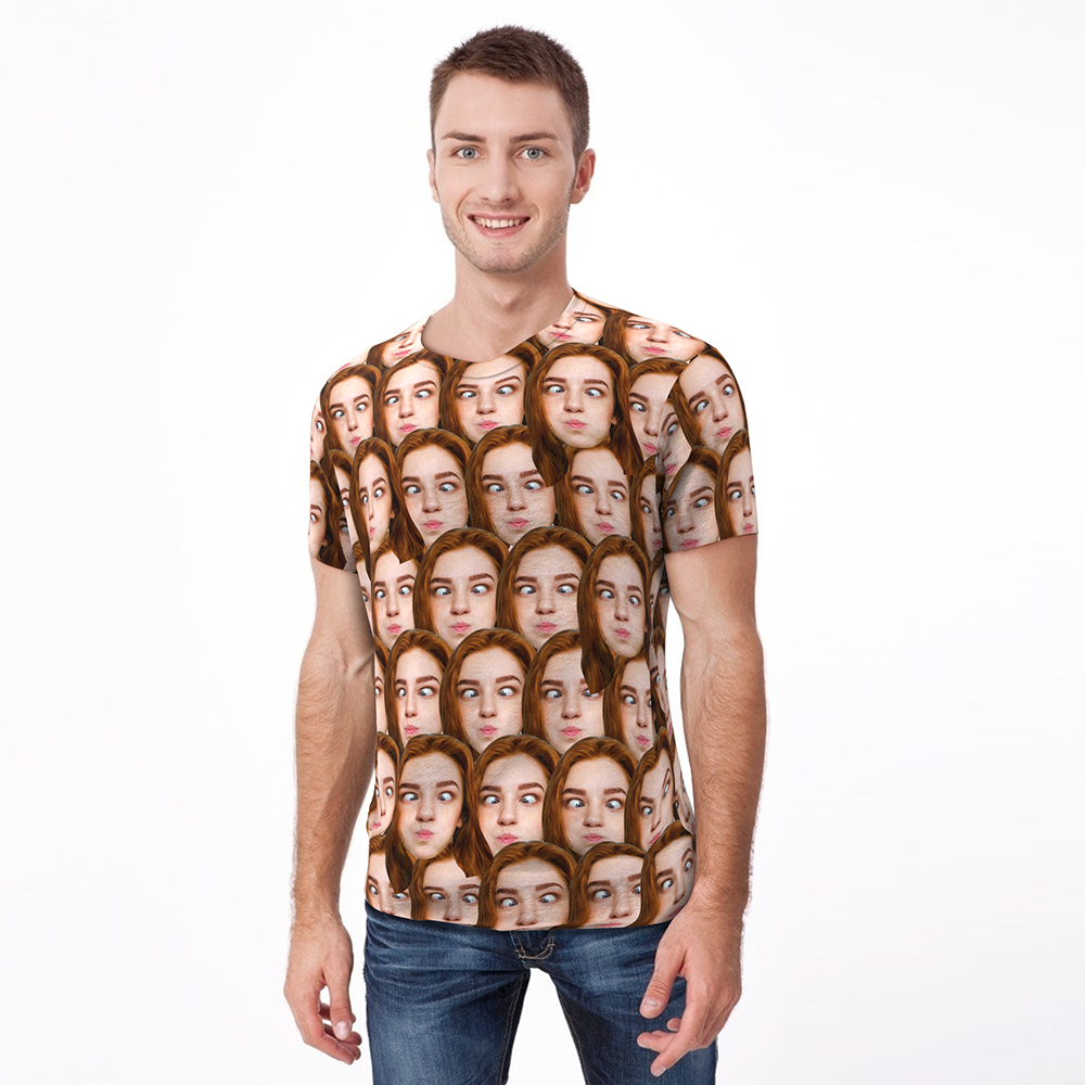 Custom T-shirt Valentine's Day Gifts My Face All Over Print Tee Mash Face Men