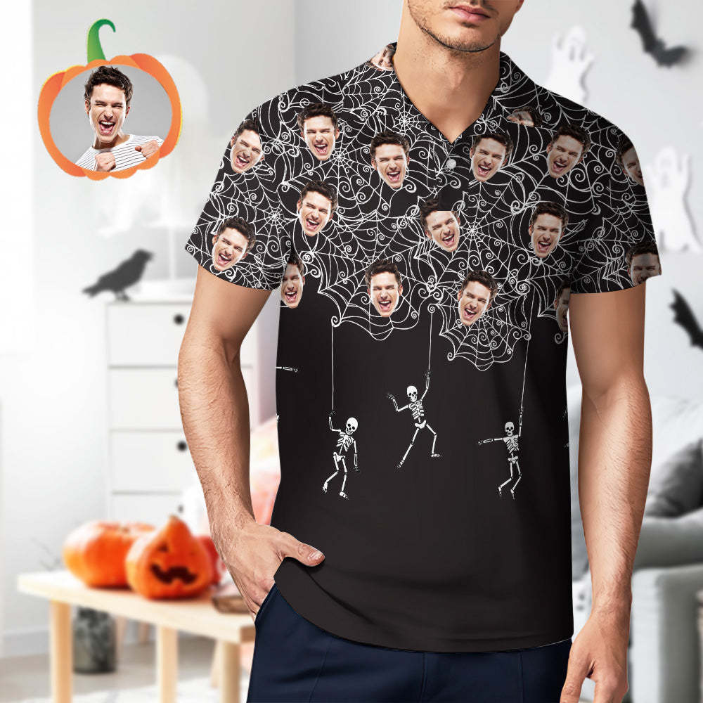 Men's Custom Funny Face Shirt Personalized Golf Shirts For Halloween Gift