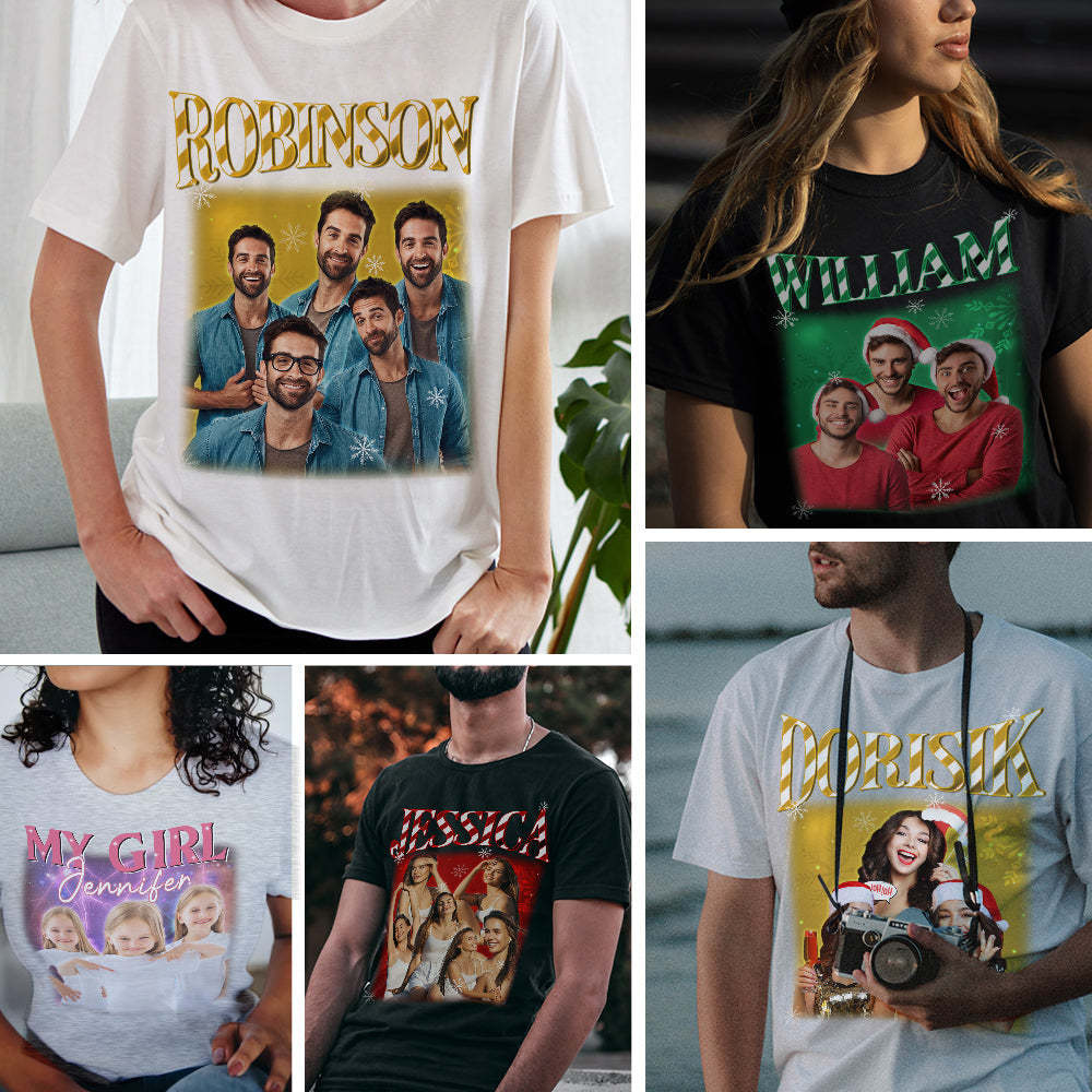 Personalized Photo T-shirt Vintage Tee Custom Name and Photo Vintage Tee Gift Women and Men - makephotopuzzleuk