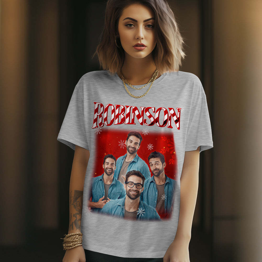 Personalized Photo T-shirt Vintage Tee Custom Name and Photo Vintage Tee Gift Women and Men - makephotopuzzleuk