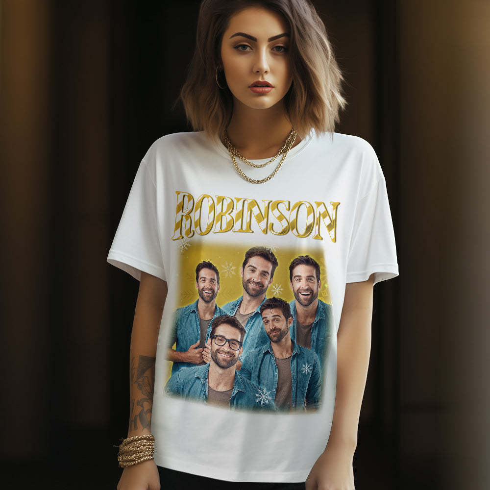 Personalized Photo T-shirt Vintage Tee Custom Name and Photo Vintage Tee Gift Women and Men - makephotopuzzleuk