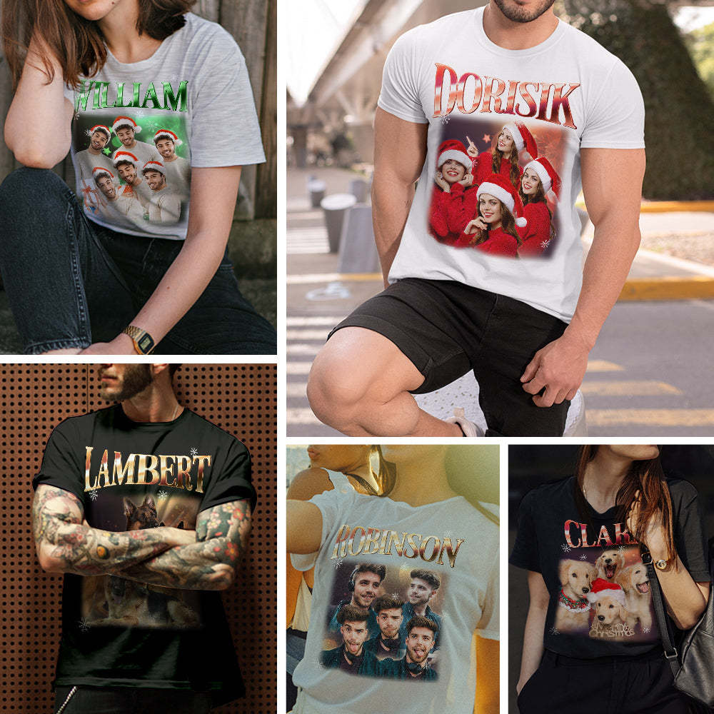 Personalized Photo Vintage Tee Custom Name and Photo T-Shirt Vintage Couple T-shirt - makephotopuzzleuk