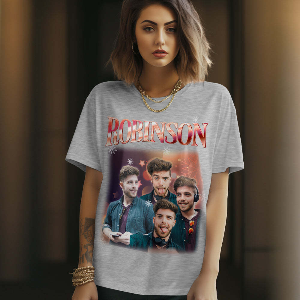 Personalized Photo Vintage Tee Custom Name and Photo T-Shirt Vintage Couple T-shirt - makephotopuzzleuk