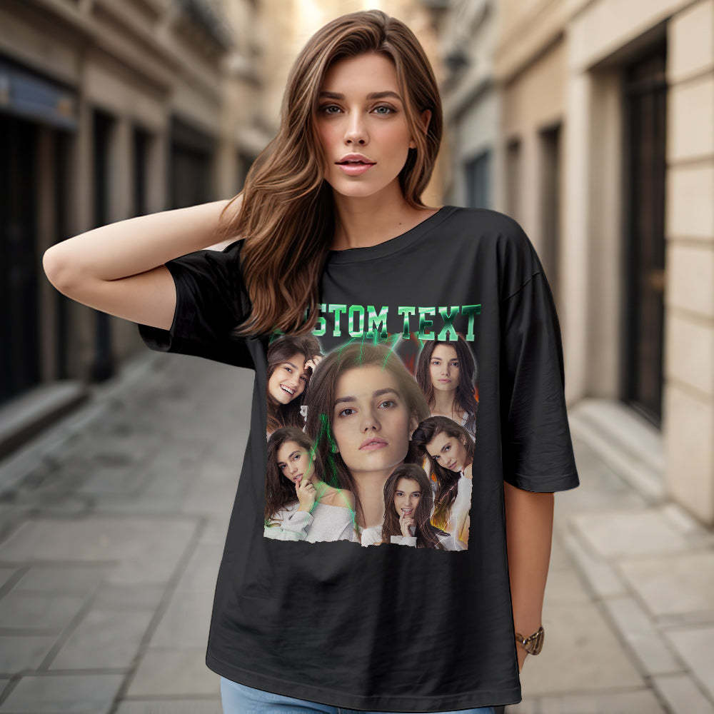 Custom Text and Photo Vintage Tee Custom Bootleg T-Shirts for Men and Women - makephotopuzzleuk