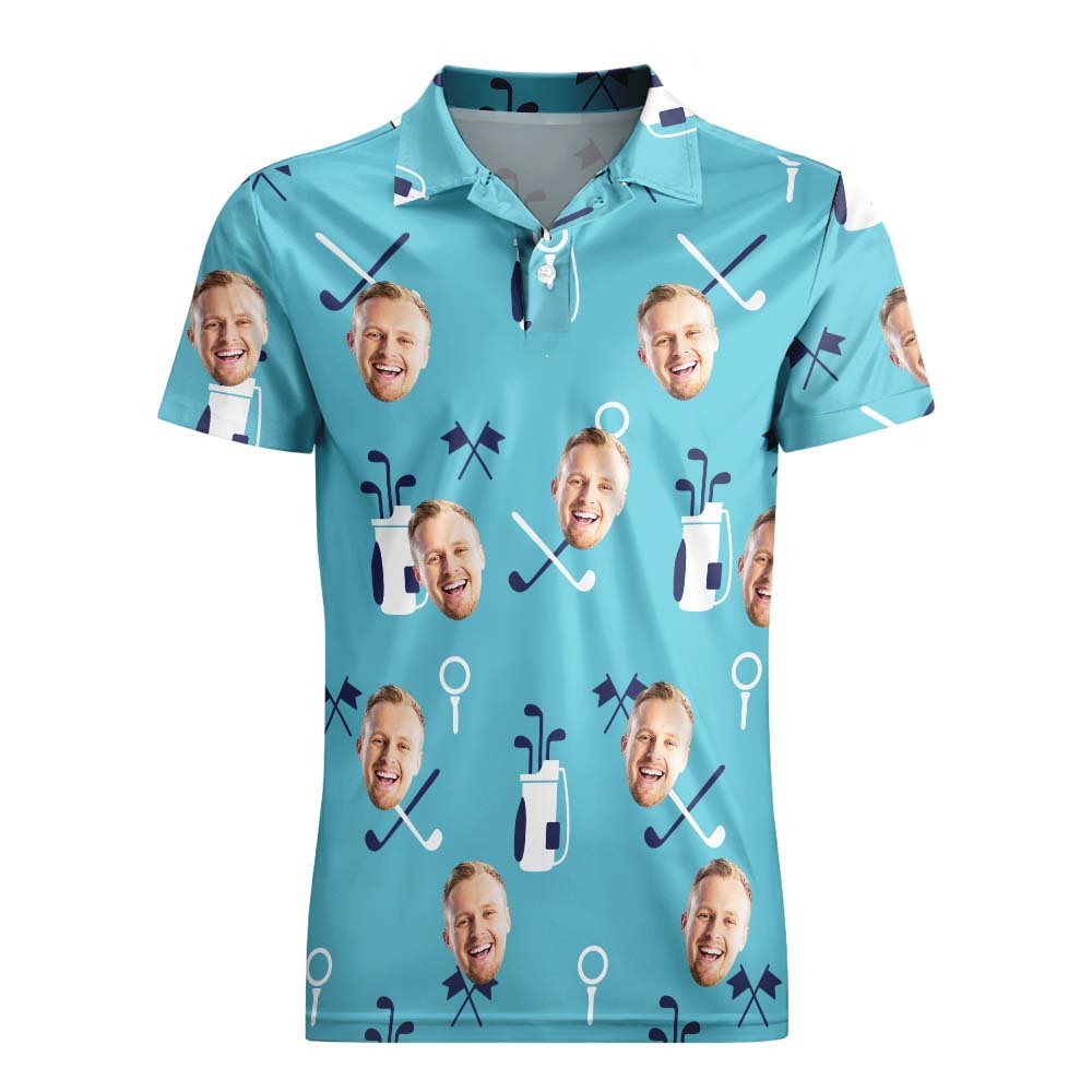 Custom Men's Face Polo Shirt Golf Polo Shirts For Him Golf Clubs - makephotopuzzleuk