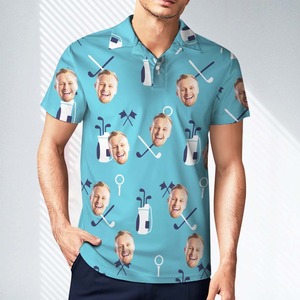 Custom Men's Face Polo Shirt Golf Polo Shirts For Him Golf Clubs - makephotopuzzleuk