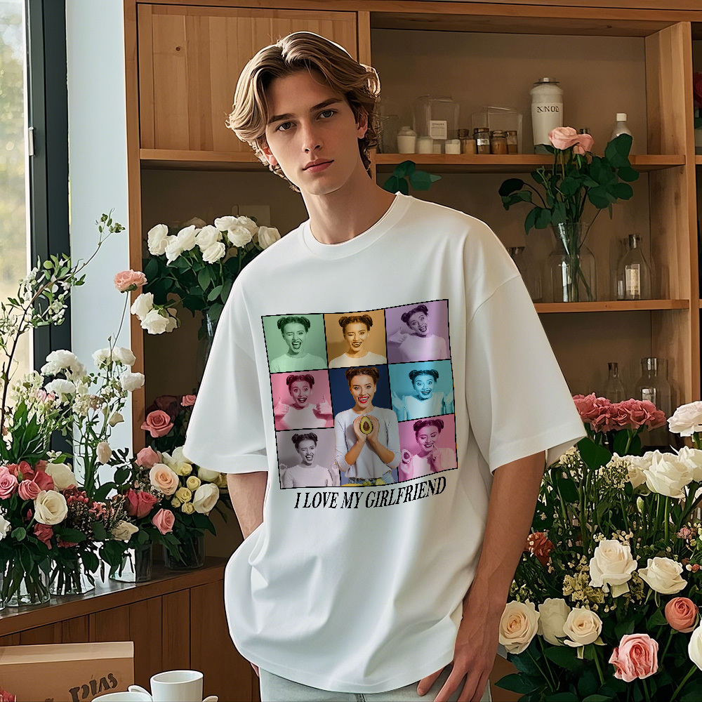 Custom Photo Printing T-shirt Personalized I Love My Girlfriend Boyfriend Photo T shirt - makephotopuzzleuk