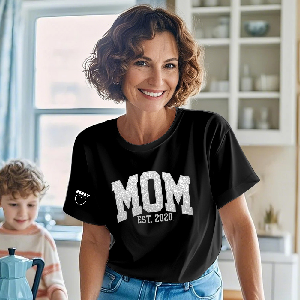 Custom Embroidered Glitter Vinyl MAMA Sweatshirt-Gift For Mom & Grandma