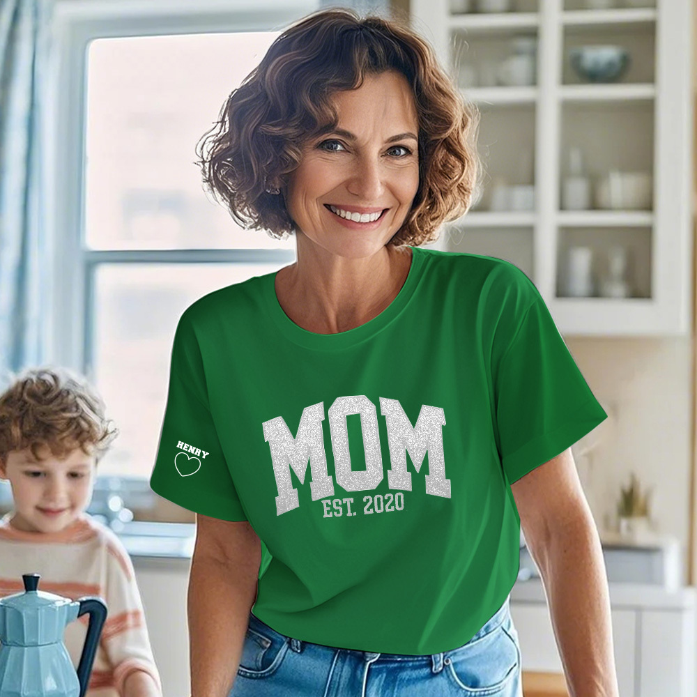 Custom Embroidered Glitter Vinyl MAMA Sweatshirt-Gift For Mom & Grandma