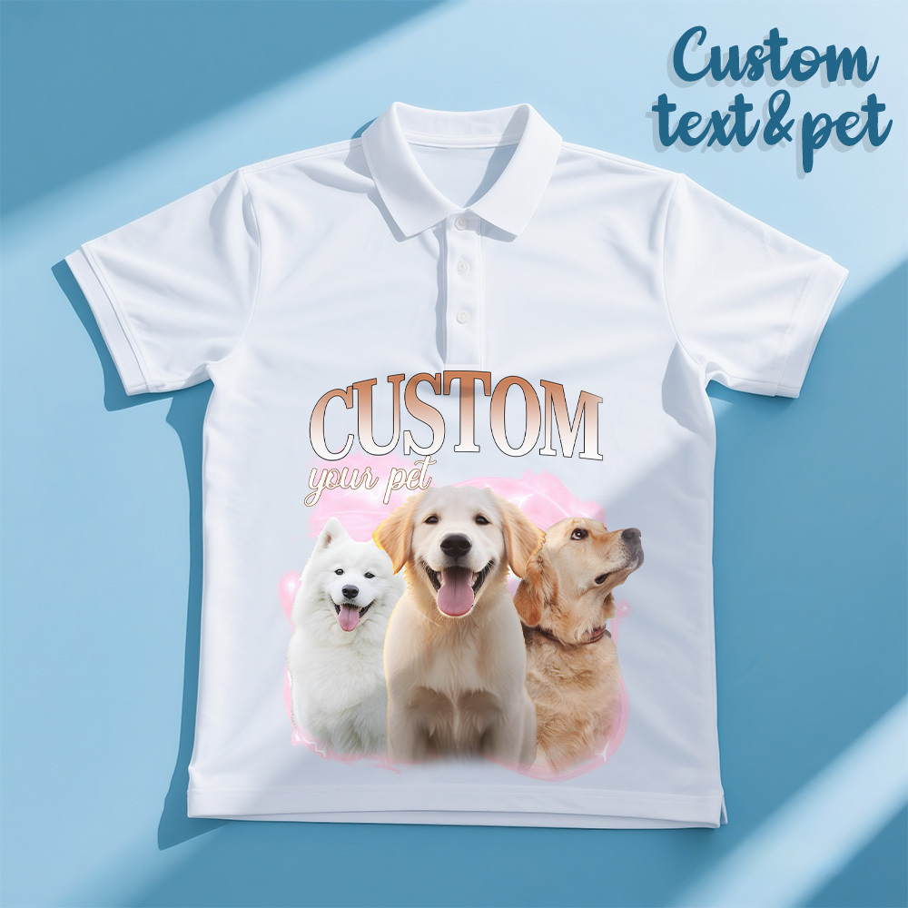 Custom Polo Shirt for Man Personalized Polo Shirt with Text Photo Dog Logo Gift For Him - makephotopuzzleuk