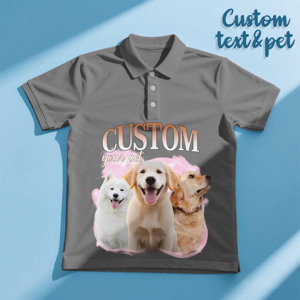Custom Polo Shirt for Man Personalized Polo Shirt with Text Photo Dog Logo Gift For Him - makephotopuzzleuk