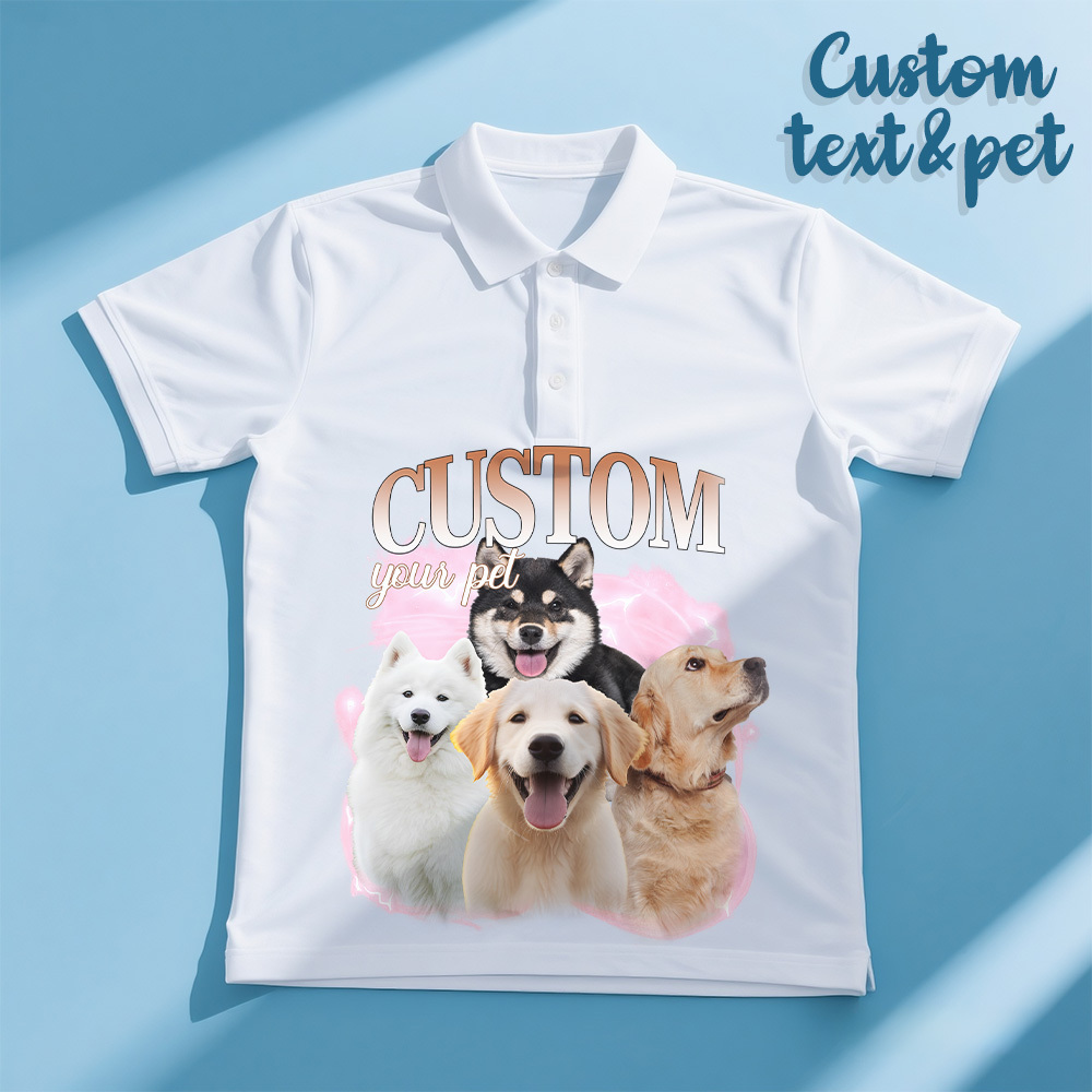 Custom Polo Shirt for Man Personalized Polo Shirt with Text Photo Dog Logo Gift For Him - makephotopuzzleuk