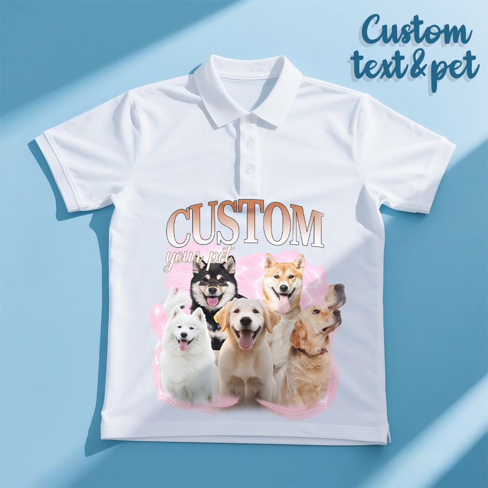 Custom Polo Shirt for Man Personalized Polo Shirt with Text Photo Dog Logo Gift For Him - makephotopuzzleuk