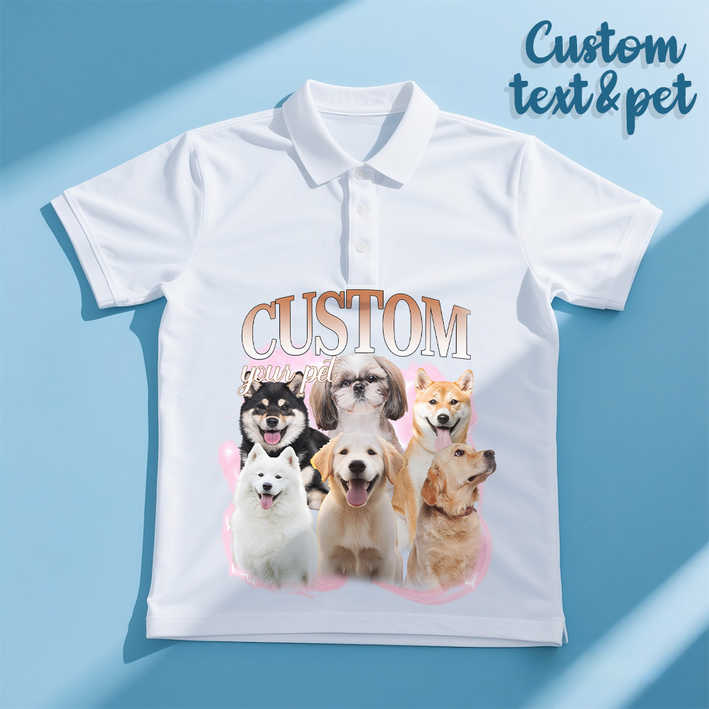 Custom Polo Shirt for Man Personalized Polo Shirt with Text Photo Dog Logo Gift For Him - makephotopuzzleuk