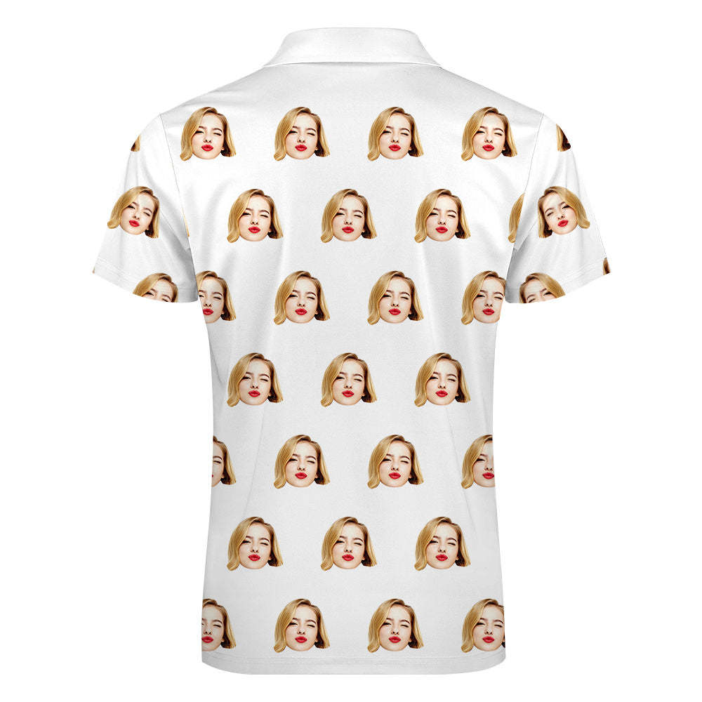 Custom Face Polo Shirt with Zipper Men's Polo Shirt for Him - MyPhotoBoxerUk