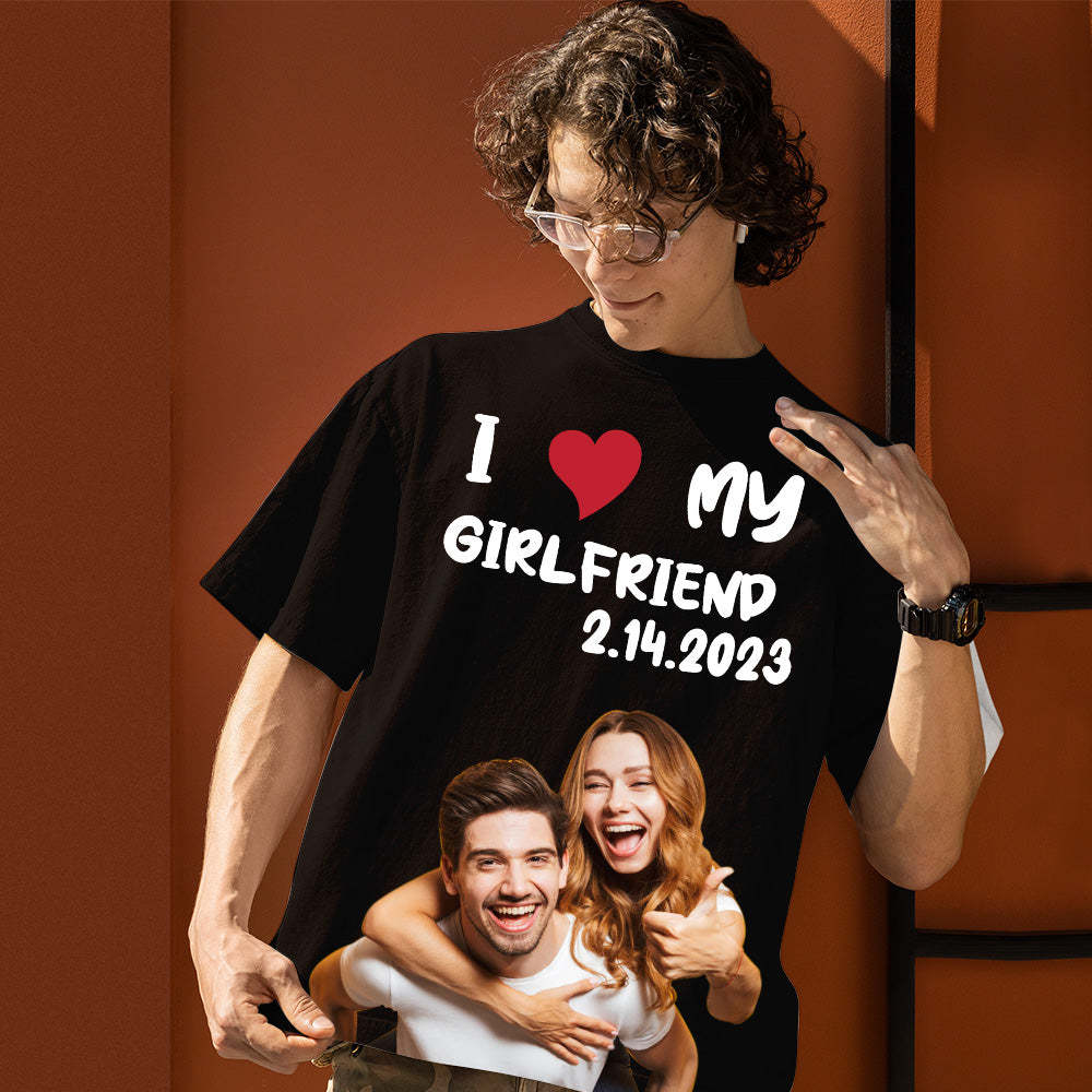 Custom Photo Printed T-shirt Personalized Picture Anniversary On Shirt Gifts For Lovers