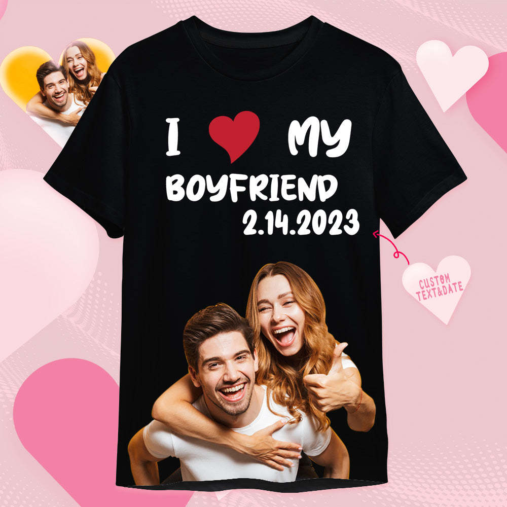 Custom Photo Printed T-shirt Personalized Picture Anniversary On Shirt Gifts For Lovers