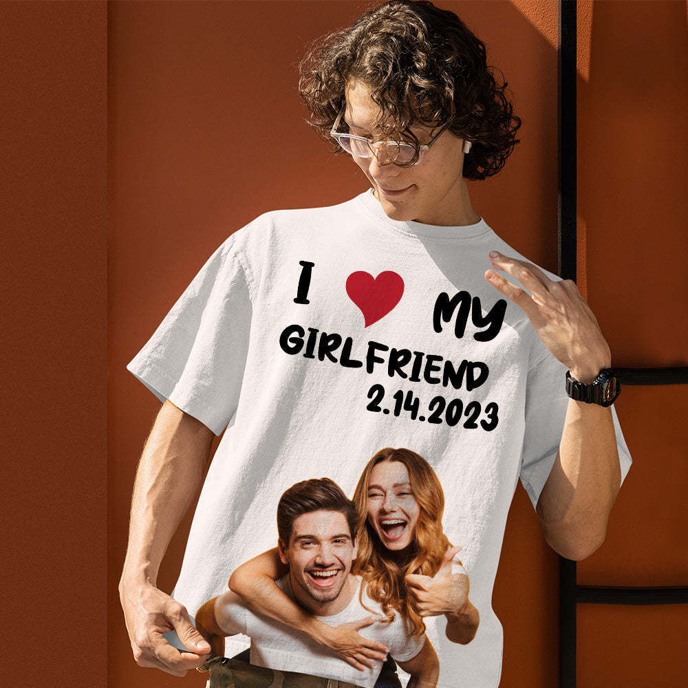 Custom Photo Printed T-shirt Personalized Picture Anniversary On Shirt Gifts For Lovers