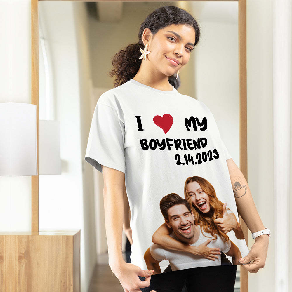Custom Photo Printed T-shirt Personalized Picture Anniversary On Shirt Gifts For Lovers