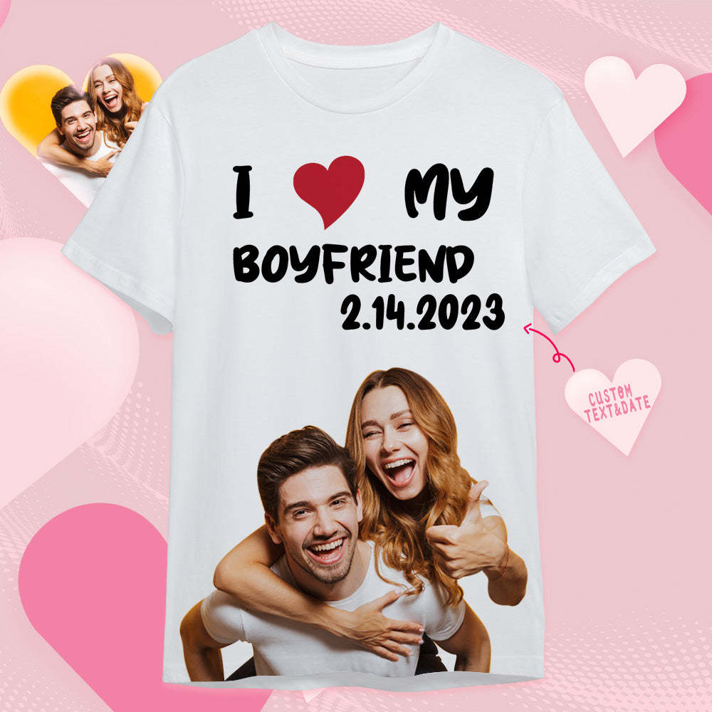 Custom Photo Printed T-shirt Personalized Picture Anniversary On Shirt Gifts For Lovers