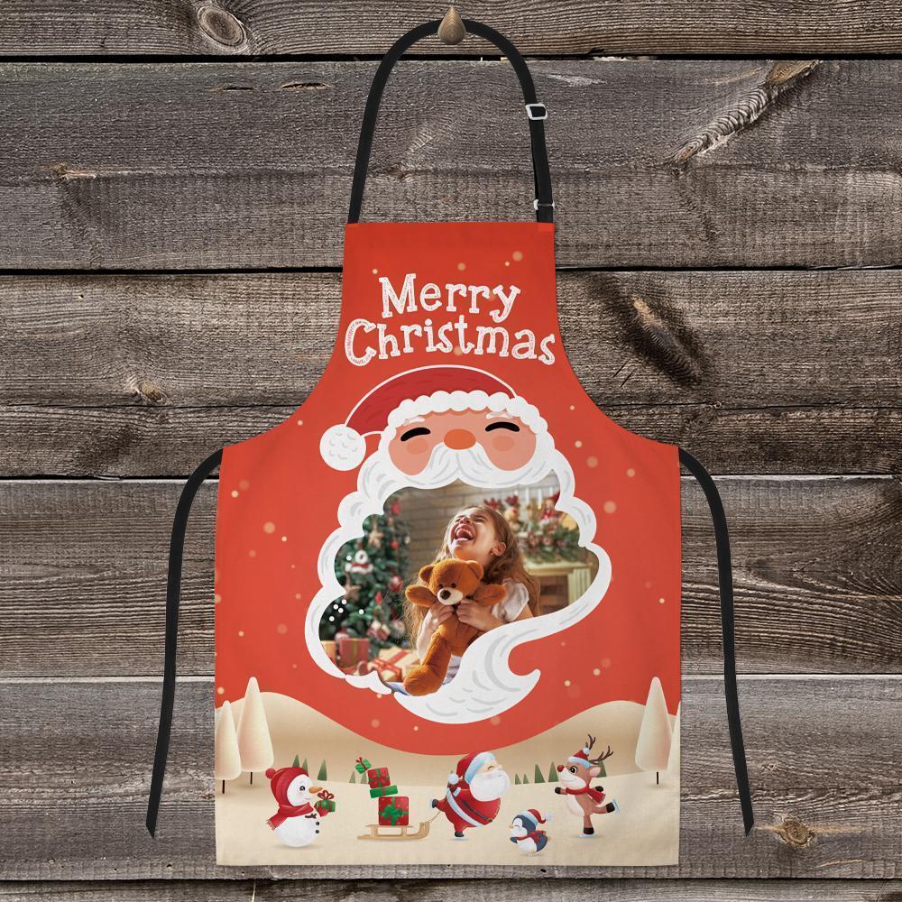 Custom Photo Kitchen Apron-Santa Heart