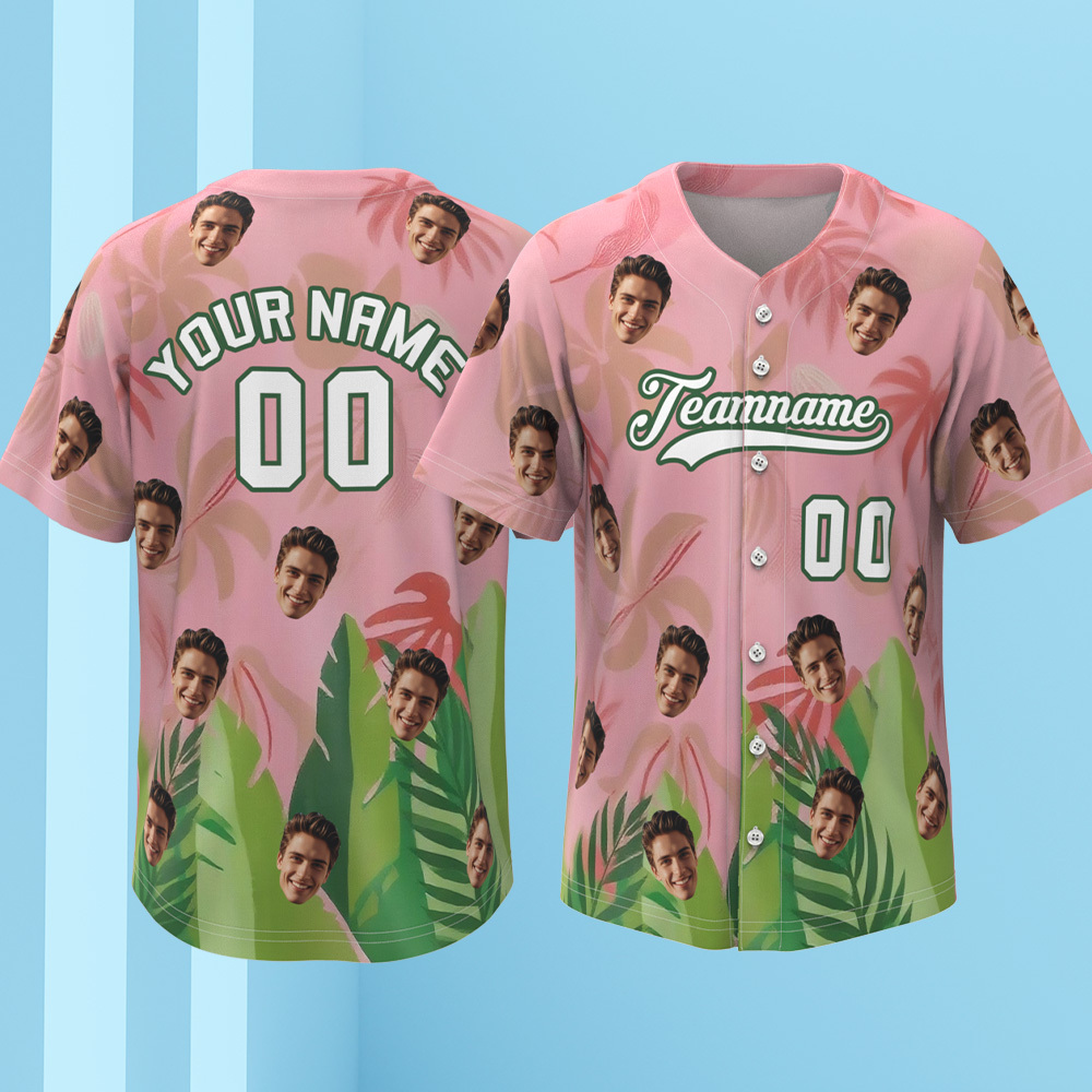 Custom Vacation Vibes Hawaiian Baseball Custom Jersey with Tropical Elements Print - makephotopuzzleuk