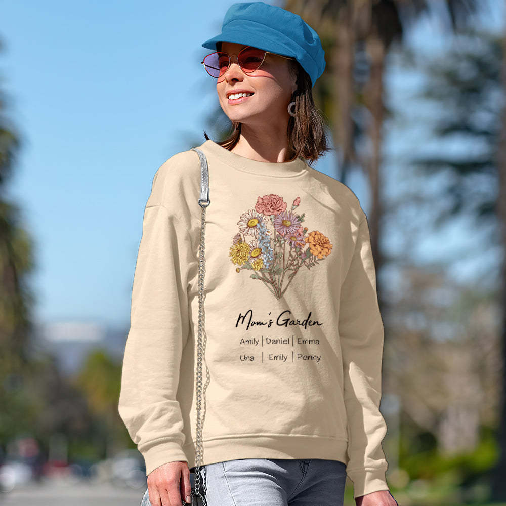 Personalized Birth Flower Bouquet Sweatshirt Custom Birth Flower Hoodie Gifts for Her - mymoonlampuk