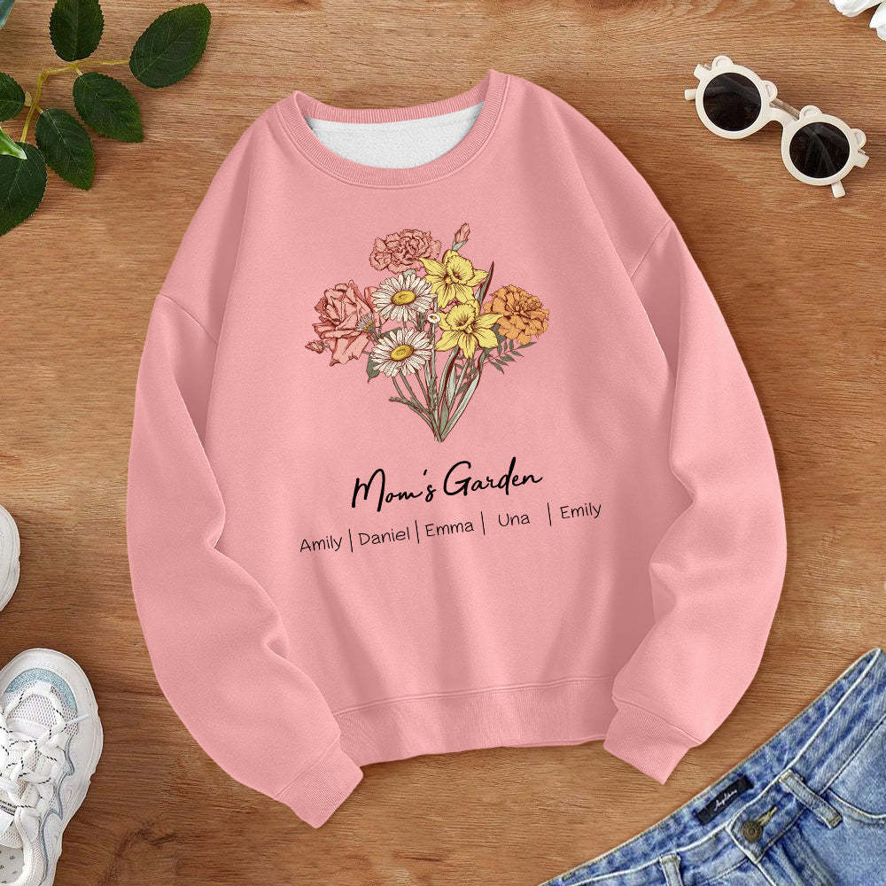 Personalized Birth Flower Bouquet Sweatshirt Custom Birth Flower Hoodie Gifts for Her - mymoonlampuk