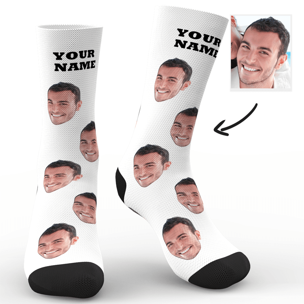 Custom Photo Socks With Your Text Christmas Gifts - makephotopuzzleuk