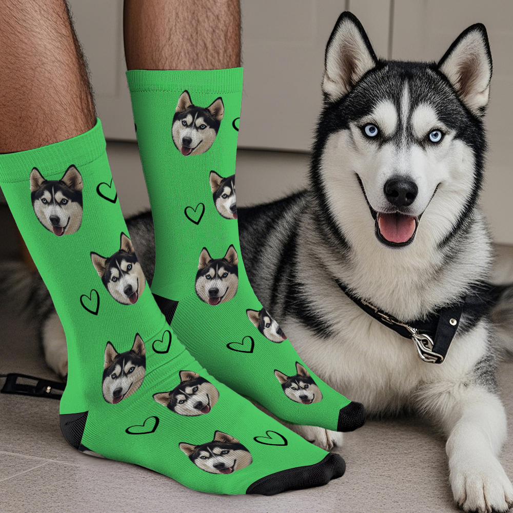 Custom Face Socks Add Pictures Cute Dog Photos Sock Gift for Pet Lover Christmas - makephotopuzzleuk