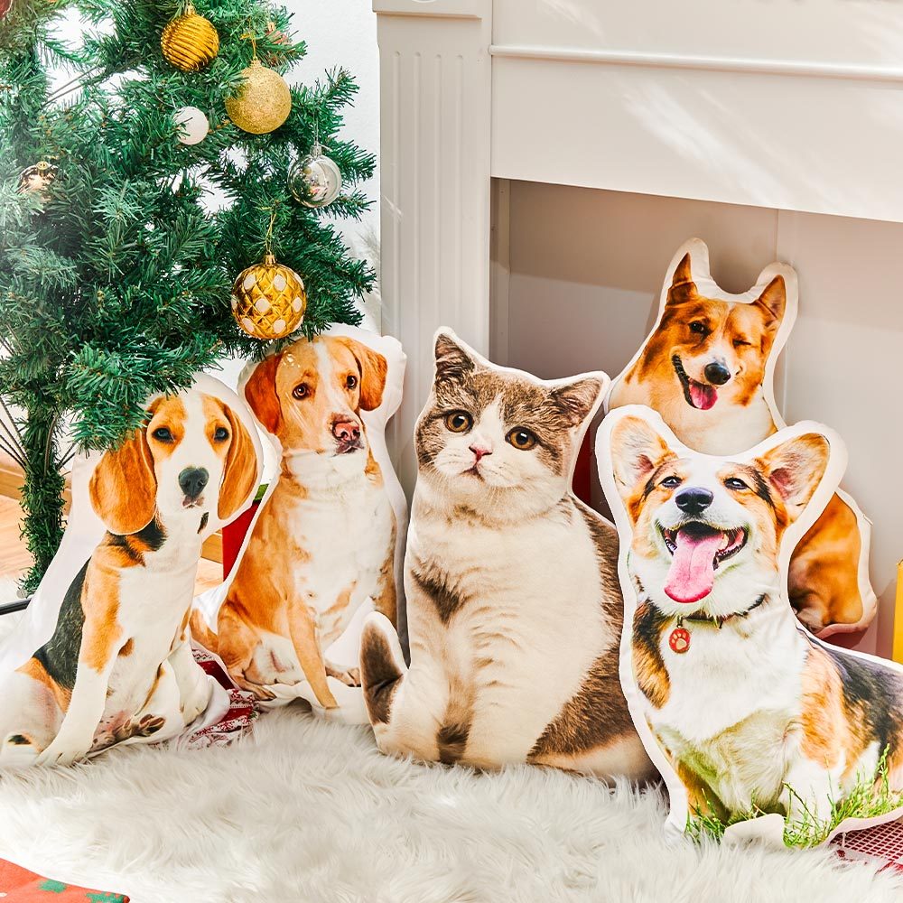 Custom Dog Pillow Personalized Pet Photo Pillow Dog Portrait Pillow Christmas Gifts - makephotopuzzleuk