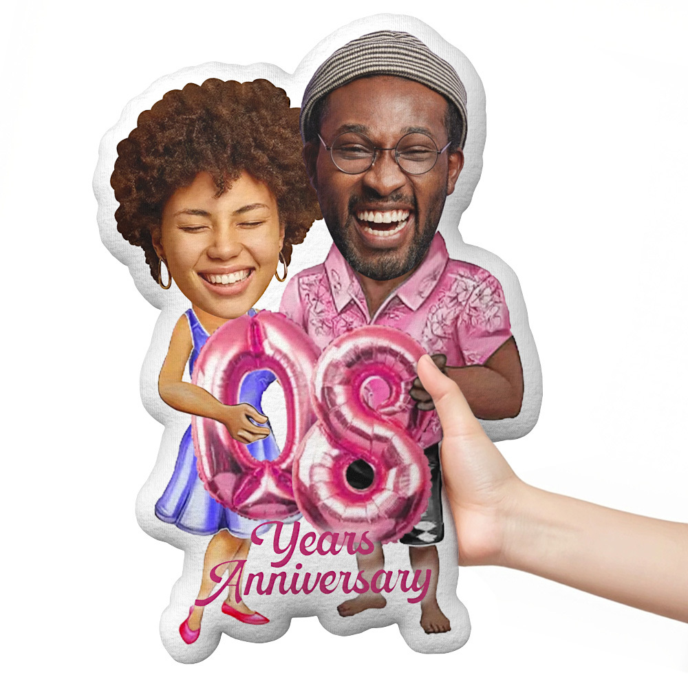 Custom Anniversary Pillow Personalised Face and Years Best Anniversary Gift for Couples & Friends - makephotopuzzleuk