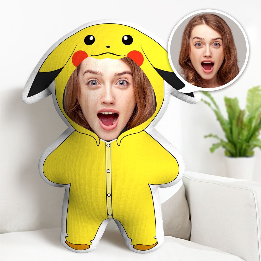 Pikachu Minime Throw Pillow Custom Face Pillow Personalized Pokemon Minime Pillow - makephotopuzzleuk