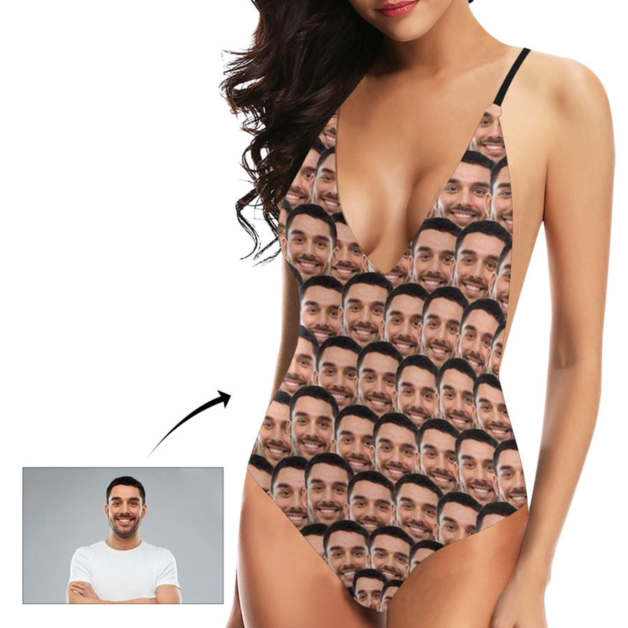 Custom Photo V-Neck Women's One Piece Swimsuit