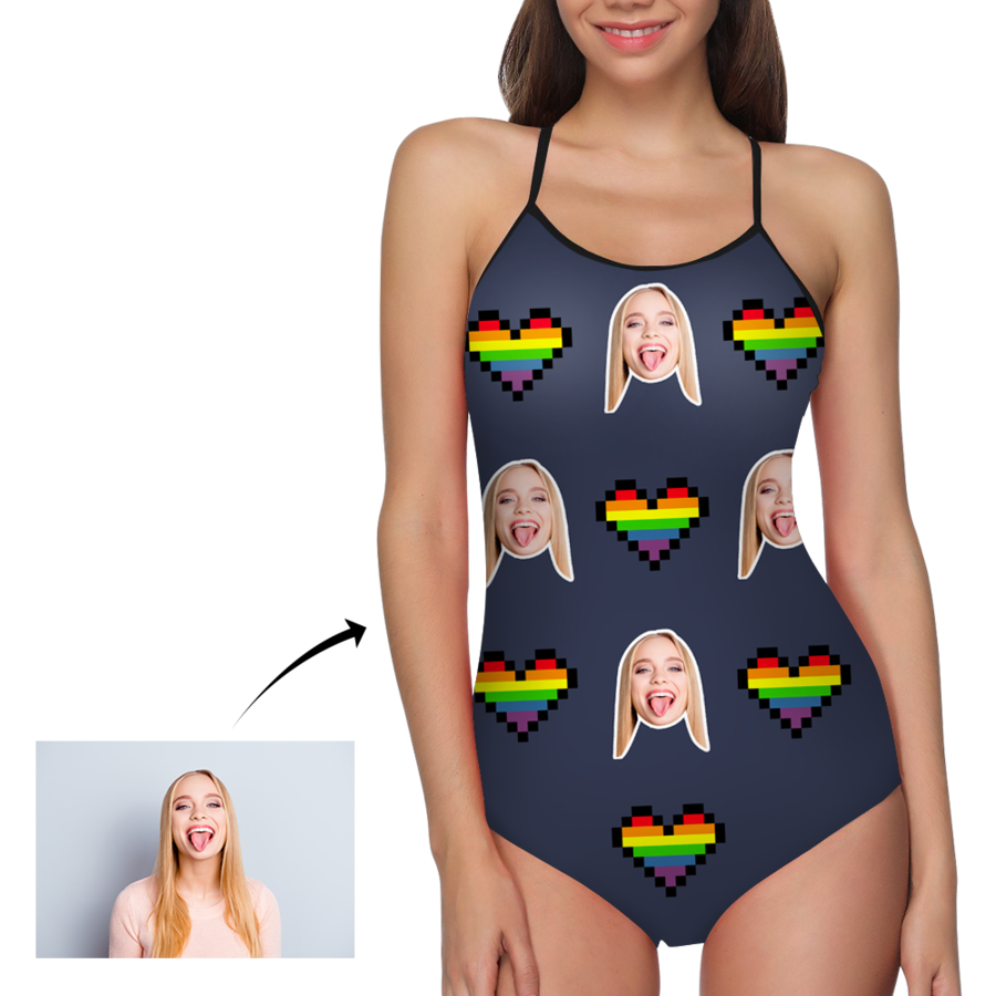 Custom face Photo and Heart Women's One Piece Swimsuit