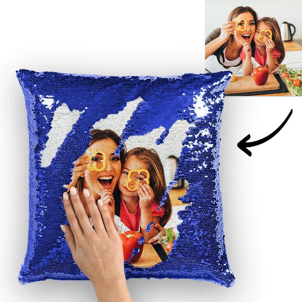Gifts Custom Photo Reversible Magic Sequin Cushion Pillow for Mum 15.7