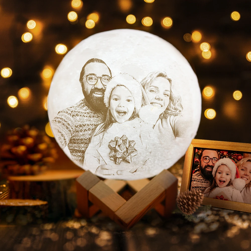 Personalized 3D Printed Photo Moon Lamp, Engraved Lamp(10CM-15CM) - makephotopuzzleuk