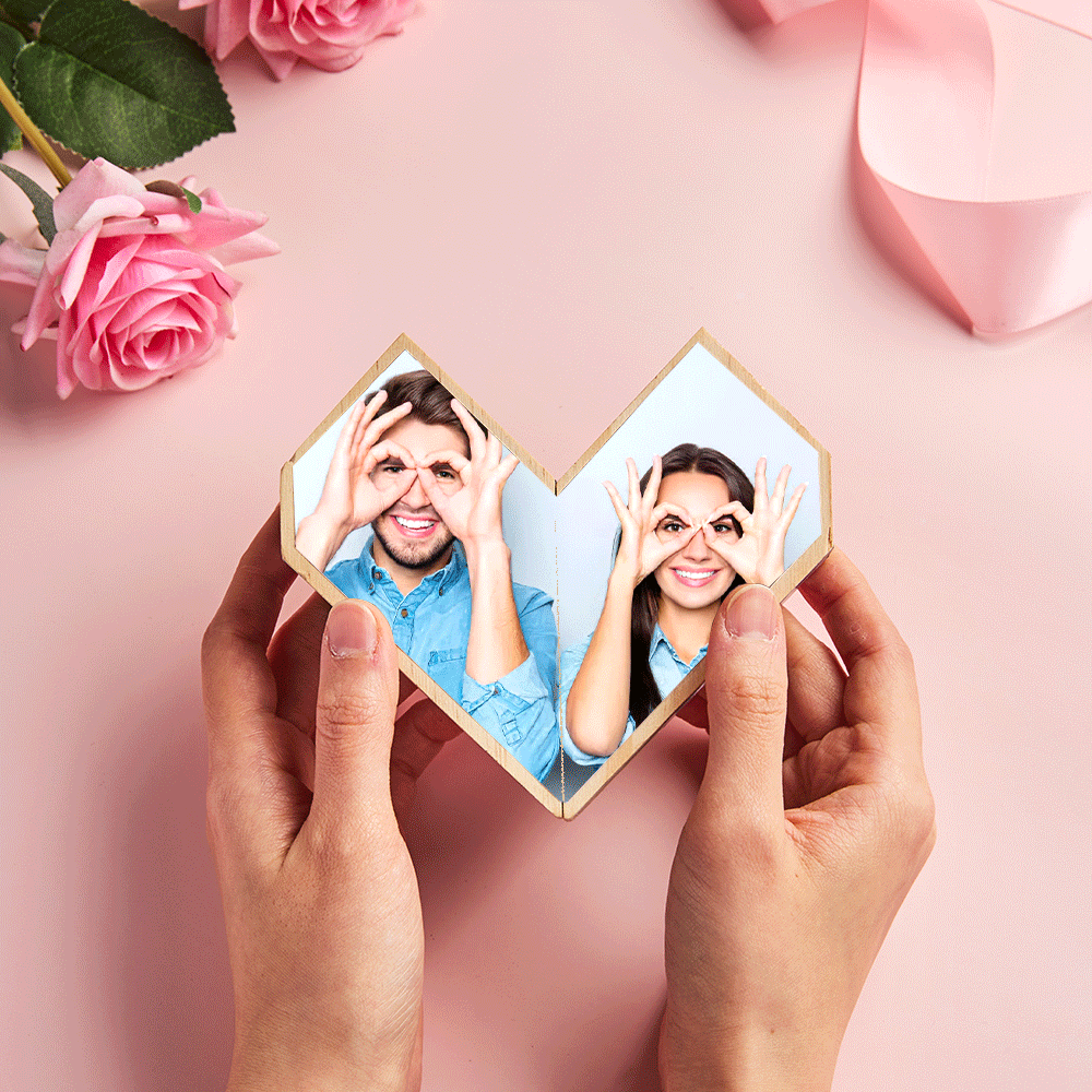 Personalised Heart Wooden Photo Rubic's Cube Home Ornament Rubic's Cube Gift for Couples - makephotopuzzleuk