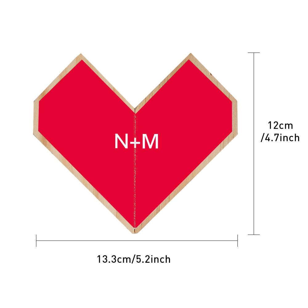 Personalised Heart Wooden Photo Rubic's Cube Home Decoration Gift for Anniversary - makephotopuzzleuk