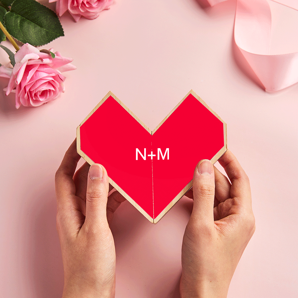 Personalised Heart Wooden Photo Rubic's Cube Home Decoration Gift for Anniversary - makephotopuzzleuk