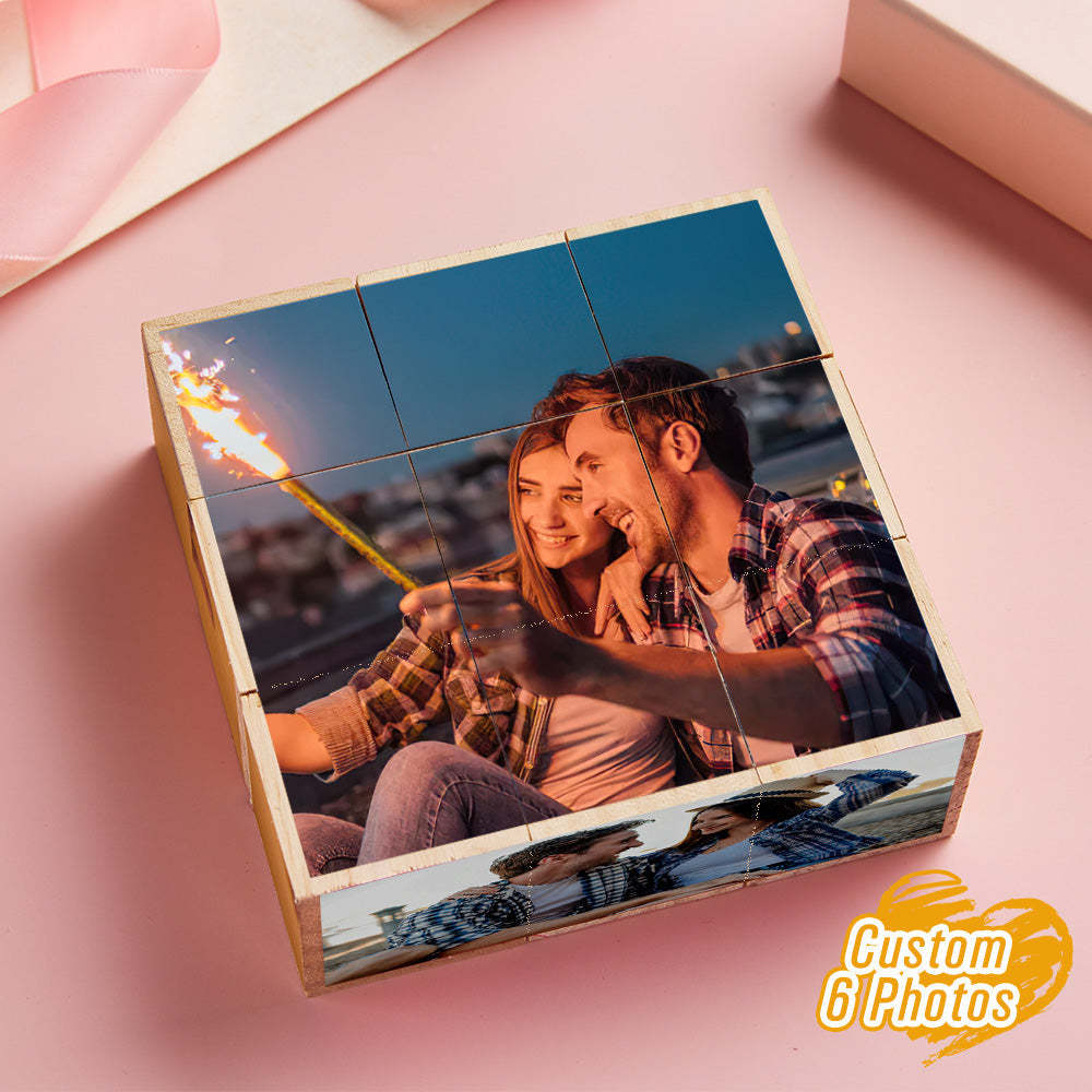 Personalised Photo Wooden Rubic's Cube Home Decoration Gift for Lover - makephotopuzzleuk