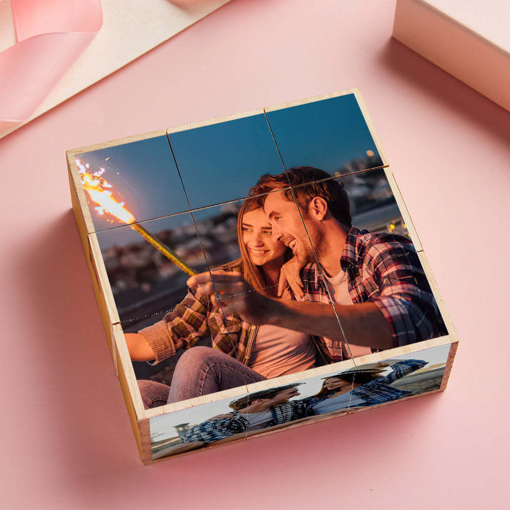 Personalised Photo Wooden Rubic's Cube Home Decoration Gift for Lover - makephotopuzzleuk