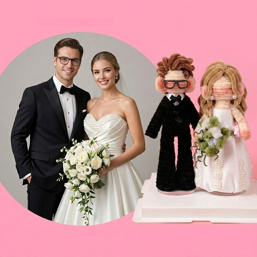 Custom Chenille Stems Personalized Twisting Stick Figure Personalized Doll Fuzzy Wire Doll for Couples - makephotopuzzleuk
