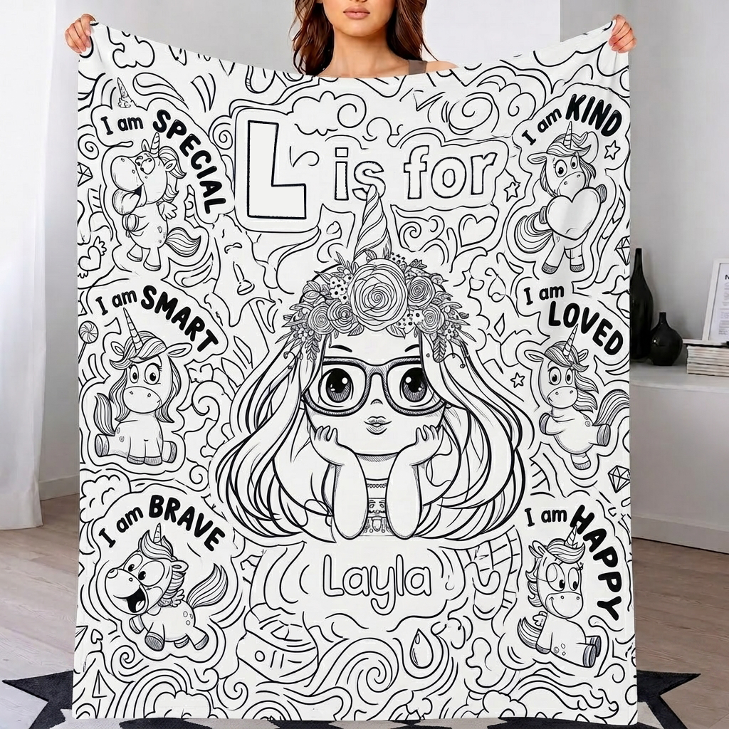 God Says I Am Kind I Am Smart Doodling Blanket Trendy Birthday Gift for Grandkid & Kids