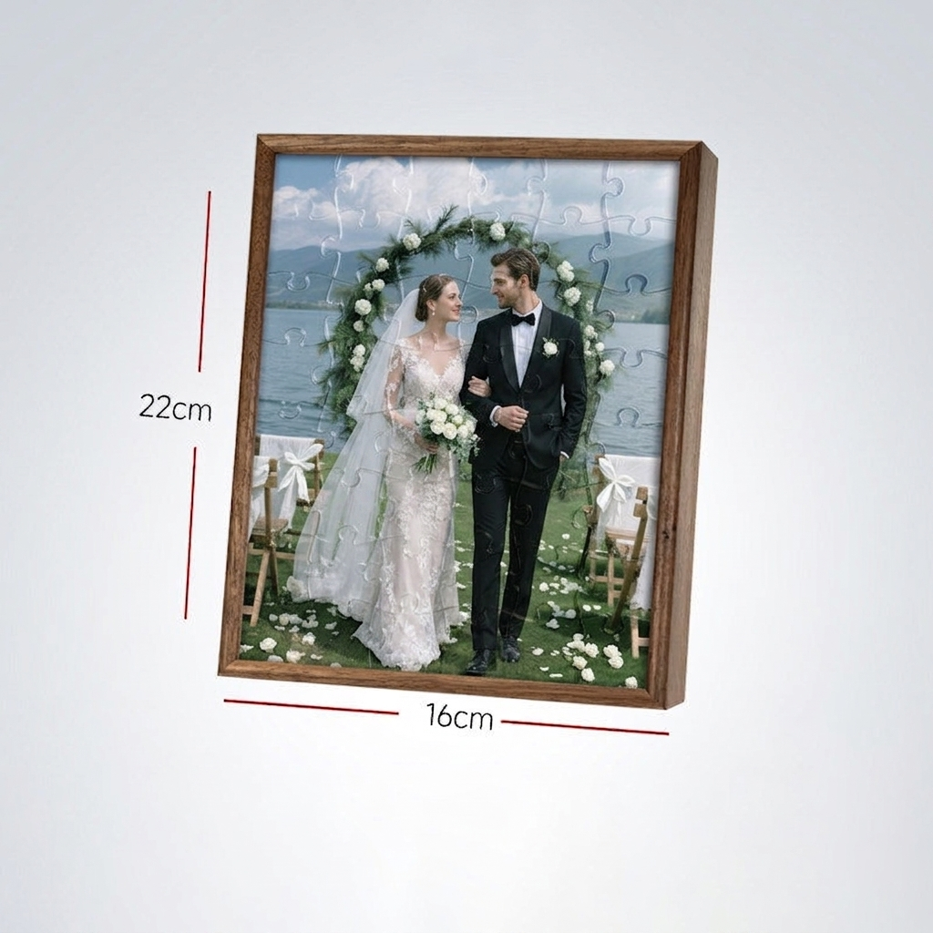 Personalized Photo Puzzle 48-63 Piece LED Acrylic Light Up Jigsaw with Wooden Frame Birthday Gift - makephotopuzzleuk